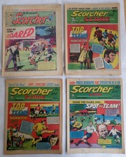 Bundle of four Scorcher UK football comics from 1971-1973 - Good condition.