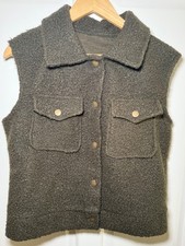 Womens Green Sleeveless Jumper Gilet Waistcoat Vest Bodywarmer Size Large L