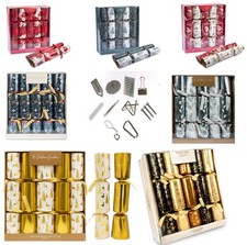Luxury Christmas Crackers & Deluxe Gifts Set of 10 x 14” Silver Gold Red Foil