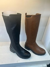 Wide Calf Wide Fit Boots Knee High Calf Stretchy Zip Comfy Mid Heel Ladies Shoes