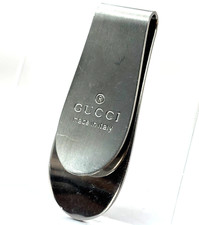 GUCCI Money Clip Silver Tone G Logo 2.2"x0.9" Made In Italy Excellent #A1572