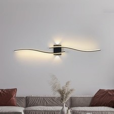 Wall Lights For Bedrooms Modern Led 3000K Wave Bar Lamp Black 100cm -Auction-