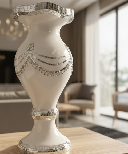 White silver floor - floor, vase