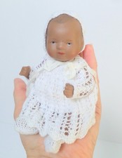 SMALL BISQUE SIGNED ARTIST BABY DOLL 1992 CROCHET CLOTHING