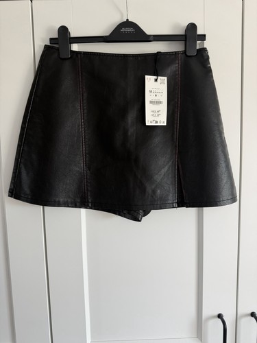 Zara black faux leather skort - zara,