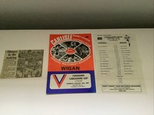 CARLISLE V WIGAN RL FORSHAWS LANCASHIRE CUP FIRST ROUND MATCH PROG T/SHEET 1981