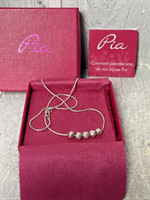 Pia  Silver Necklace with Knurled/ Diamond Cut Accent  Beads