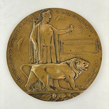 Antique WW1 Bronze Death Plaque Penny Thomas Henry Allen