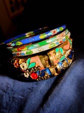 Five Cloisonne Bangles Bracelets