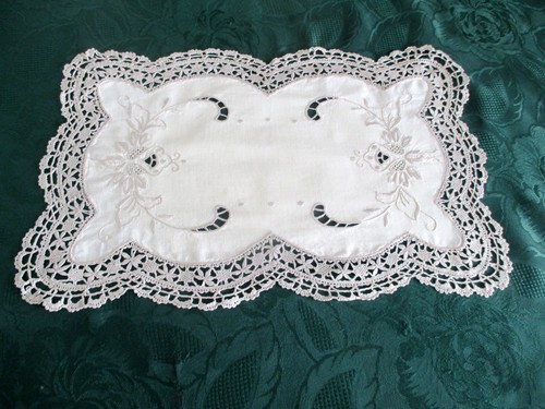 Vintage hand embroidered tray - vintage,