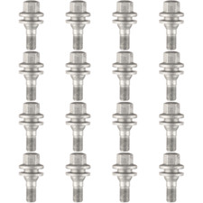 Set of 16 Wheel Bolts, Flat Washer, M12 x 1.25, Suitable Citroen & Peugeot Cars