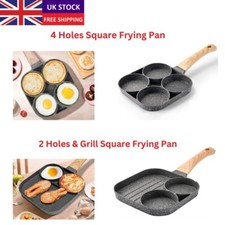 Stainless Stee Frying Pan Non stick for Burgers Eggs Ham Pancake Wooden Handle