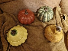 4 X Williams-Sonoma Ceramic Gourd Soup Bowls Terrine Autumn Collection (B7)