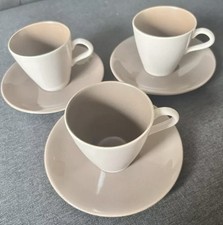 3 Poole Pottery Latte Brown Cream Cup and Saucer Vintage English Twintone(gr3)