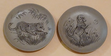 2 small Poole Pottery  Plates lion cub and puppy dog 13cm diameter