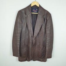 Vintage Windsor Leatherwear Jacket Mens Large Brown Made In England Leather Coat