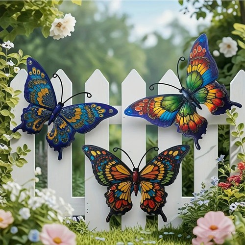 3pcs metal butterfly - metal, wall