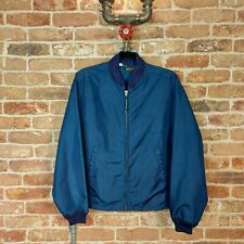 Vintage Wrangler Baseball Jacket w. Pockets Made in USA Navy Medium