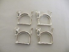 Set Of 4 Vintage Silver Plated Novelty Cat Napkin Rings Boxed