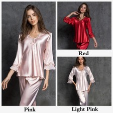 Women Silk Satin Pajamas Set