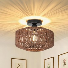 Ceiling Light Boho Rattan E27 Chandelier Bohemian Pendant Lamp Bedroom Hallway