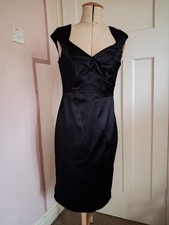 Coast Size 10 Evianna Black Satin Bodycon Dress Evening Gown Formal Christmas
