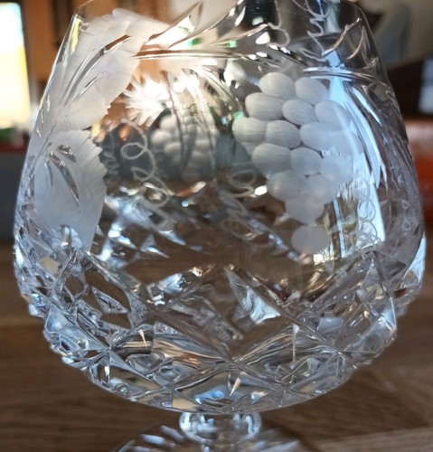 Vintage etched cut glass - vintage,