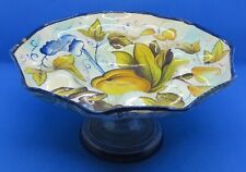 . Cantagalli Italian faience vintage Victorian antique footed fruit bowl tazza