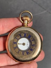 9ct Gold Cased Enamel Pocket Watch, Antique 1908 Heavy 104.4g