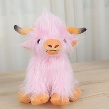 Highland Cow Pink Coo Cuddly Toy Plush 26cm Stuffed Scottish Scotland Gift UK
