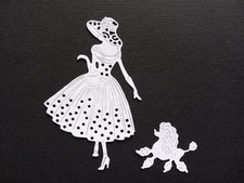 Chic lady walking dog die cuts