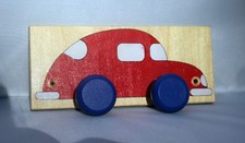 IKEA Kids Red Car Hanging Coat Backpack Wooden Knob Hanger 