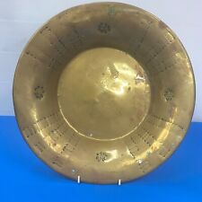 Heavy Brass Bowl Chinese Large Plate 15in Wide Vintage