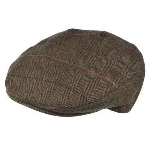 Childrens flat cap brown tweed - flat,