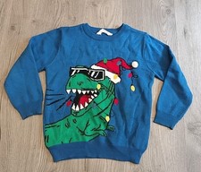 Boys Primark Dinosaur Christmas Jumper Age 5-6 Years