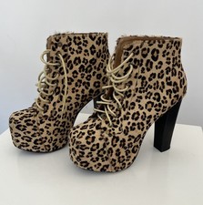 Jeffrey Campbell Boots Havana, Lita Fur, Platform Boots, Size 38, Cheetah