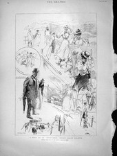 Original Old Antique Print 1896 Pilatus Train Climbing Mountains Tourists 19th