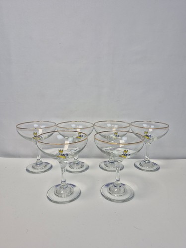 Babycham glass gold rim - glass, coupes