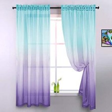 Lilac and Turquoise Curtains for Bedroom Girls Room Decor Set of 2 Panels Ombre