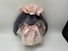 VTG 1989 ELGATE PRODUCTS Teddy Bear Plush In Pink Satin Lace Dress & Flower Hat