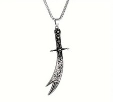 Silver Coloured Metal Sword Of Imam Ali Zulfiqar Necklace
