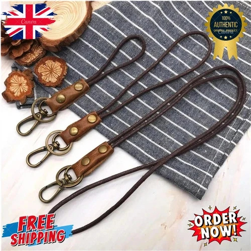 Leather lanyard neck strap - lanyard, for