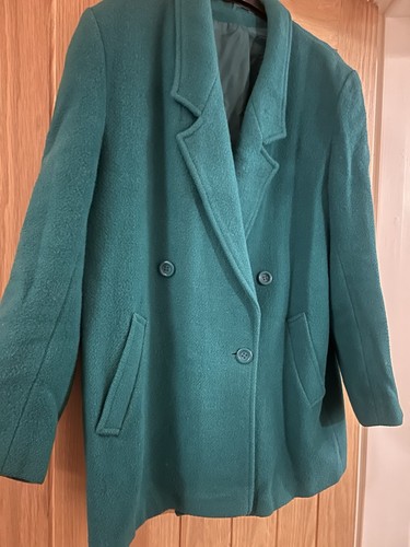 Vintage 100 wool teal - teal, coat-