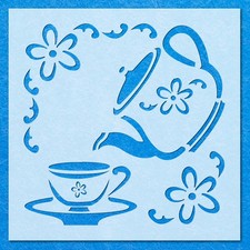 Vintage Shabby Chic Coffee Tea Cups Cafe Stencil: Life Airbrush Wall Art Crafts