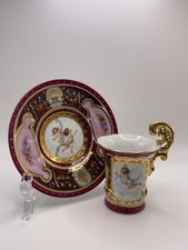 Antique Royal Vienna Austria Porcelain Cherubs Gold Encrusted Tea Cup & Saucer