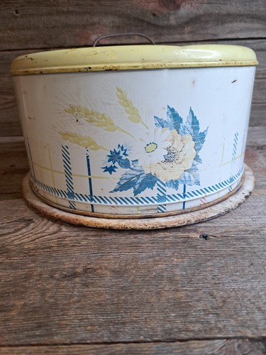 Vintage cake tin yellow floral - vintage,