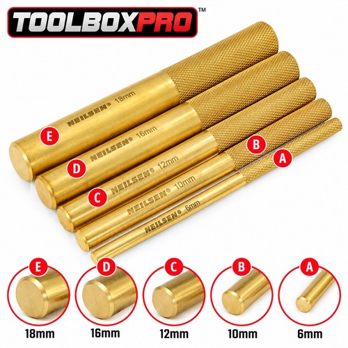 5pc brass punch set 12 - brass,