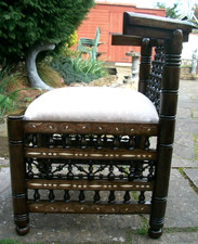 ANTIQUE  INDIAN/BURMESE  WOODEN  INLAID CHAIR