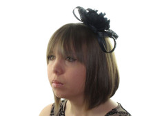 Navy Blue Sinamay Feather Flower Fascinator Hair Comb for Weddings & Races