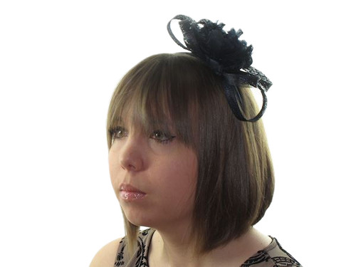 Navy blue sinamay feather - navy,